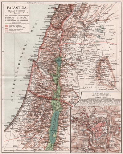 Palästina 1891 Jerusalem inset